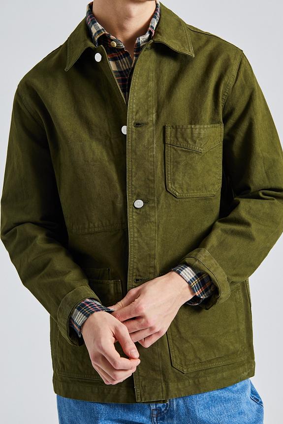 Drakes Duck Cotton Canvas Chore Olive-2